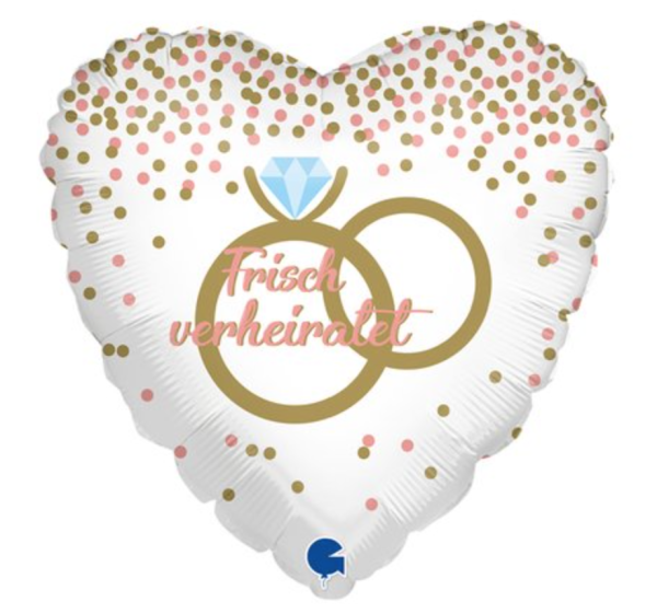 Folienballon - Frisch verheiratet, Ringe - ø 46cm